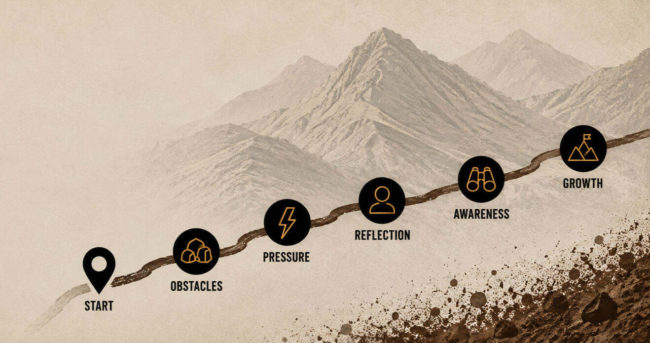 The Dirt Road Leadership Model Dirt Road Leadership model showing the leadership journey from Start through Obstacles, Pressure, Reflection, Awareness, and Growth.